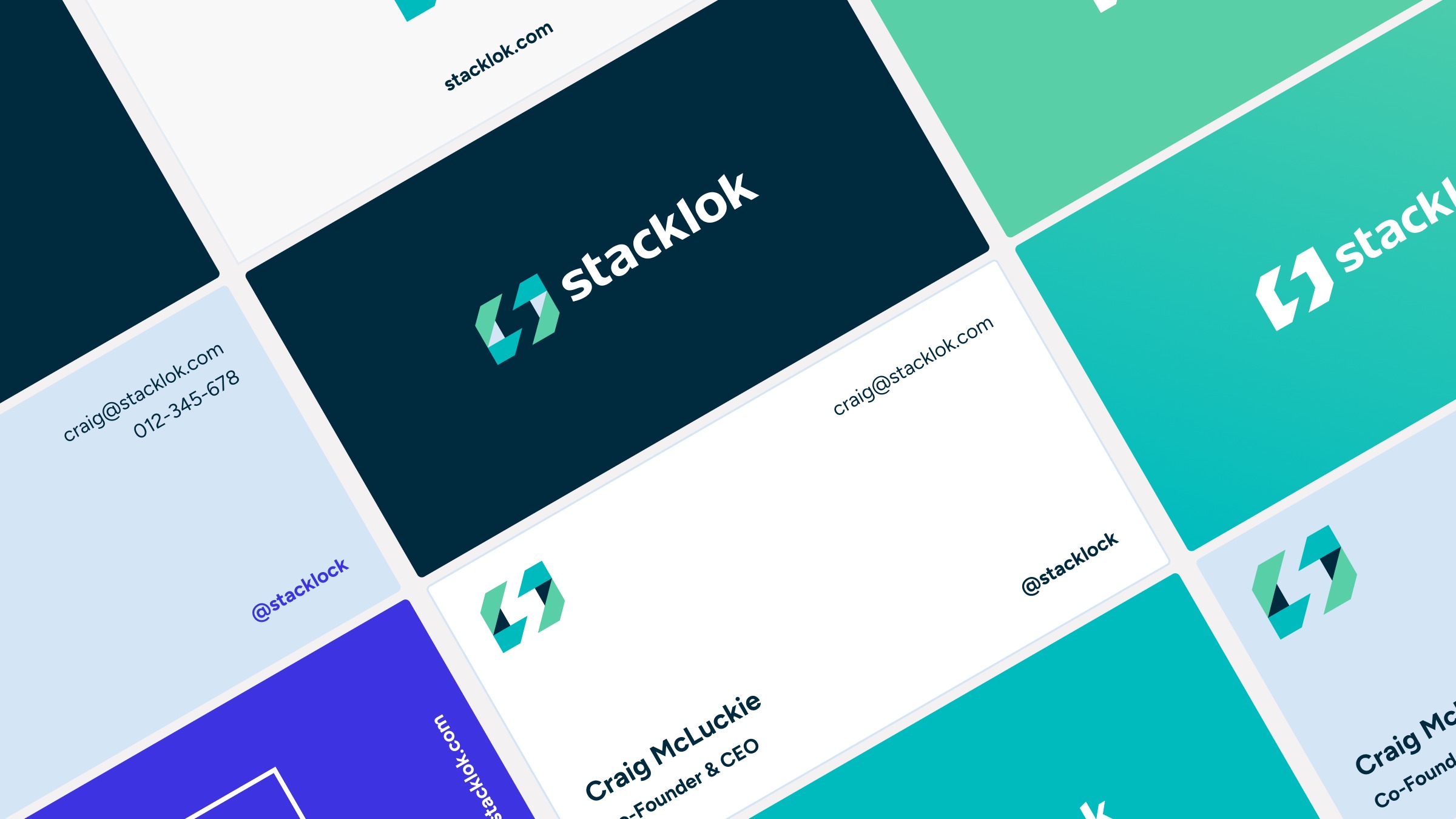 Stacklok brand design elements showcasing their new business card design