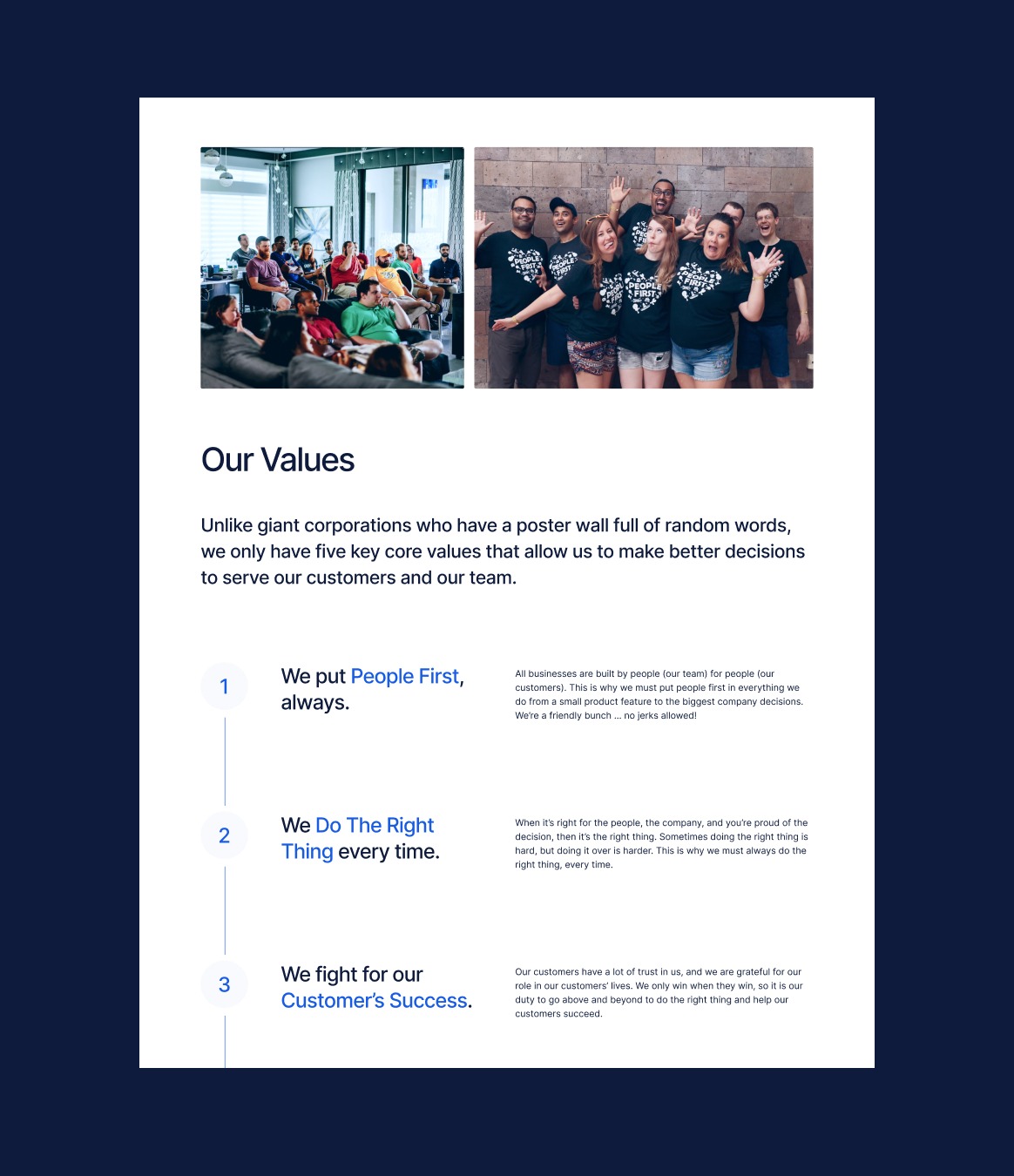 Design elements for Values Page on the Awesome Motive Website