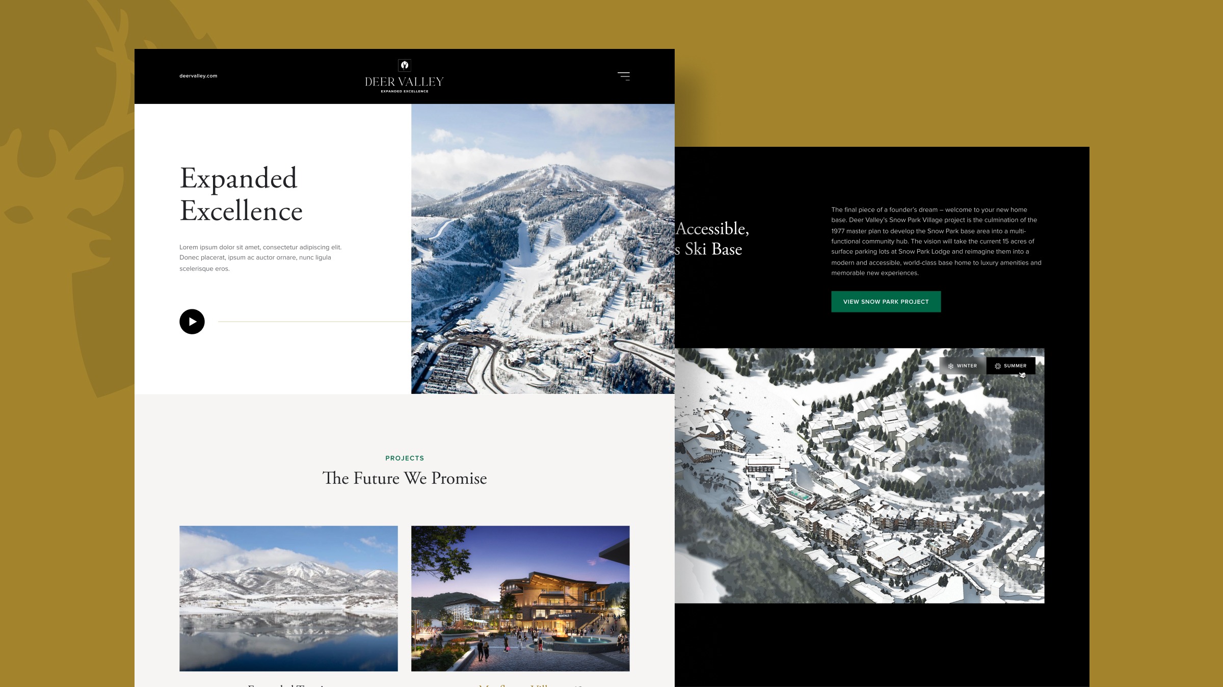 Preview of the Deer Valley website redesign for their ski resort expansion project