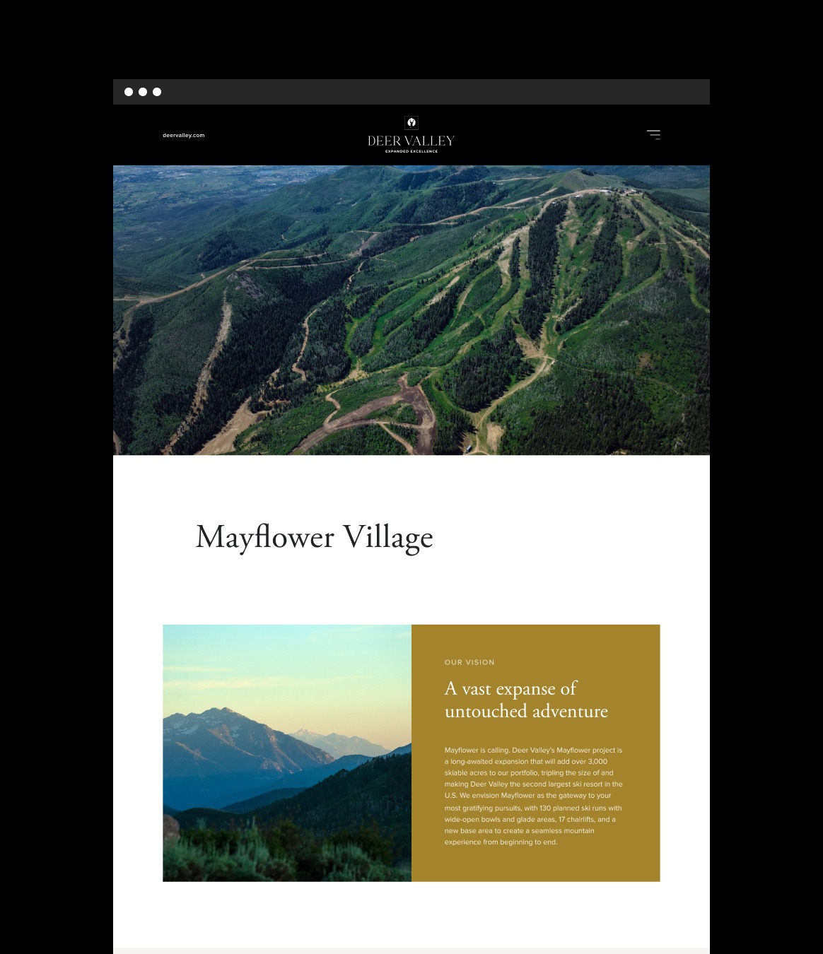Website design for Mayflower addition at Deer Valley Resort
