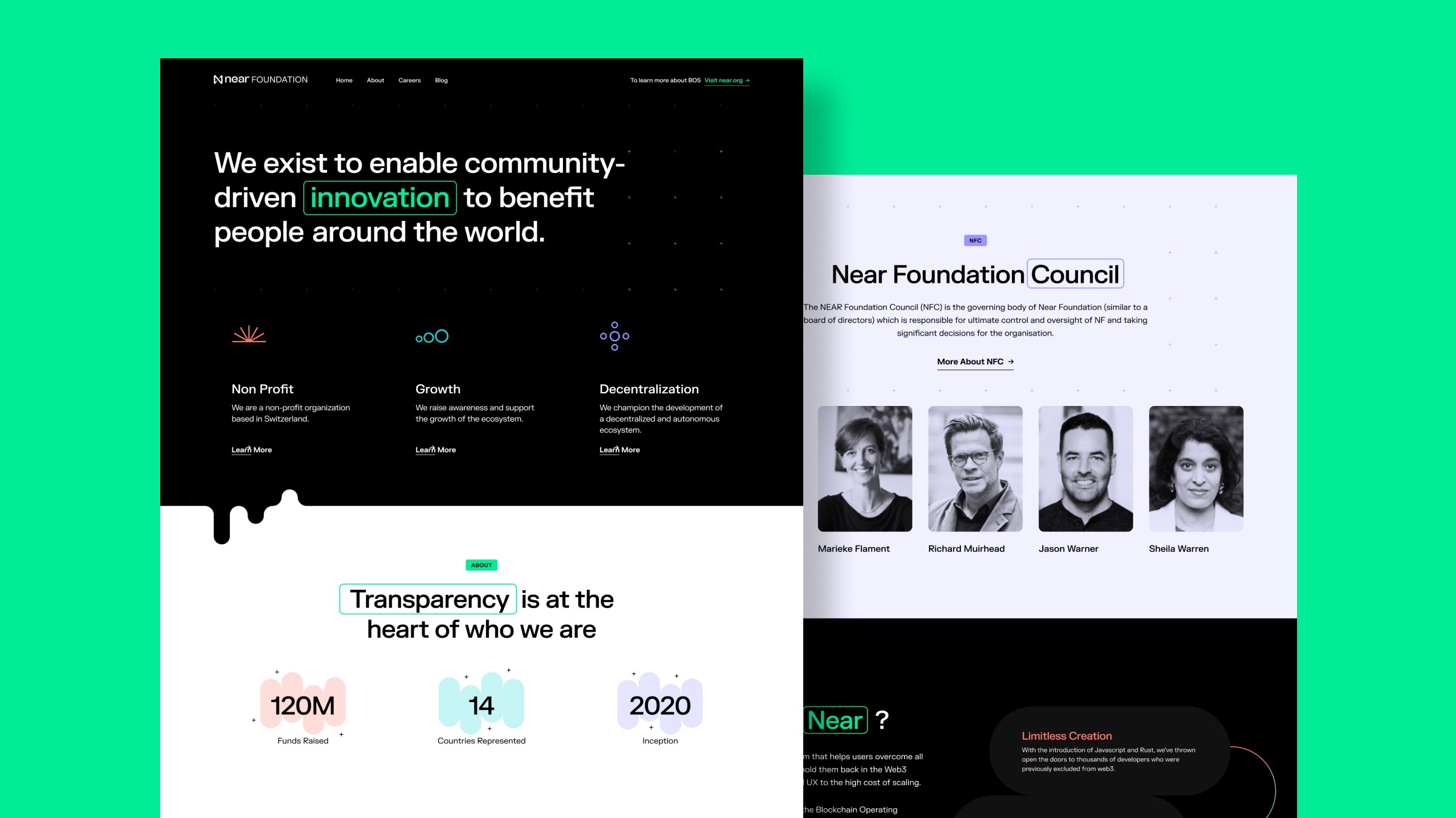 Showcase of the Website Design for NEAR Foundation 